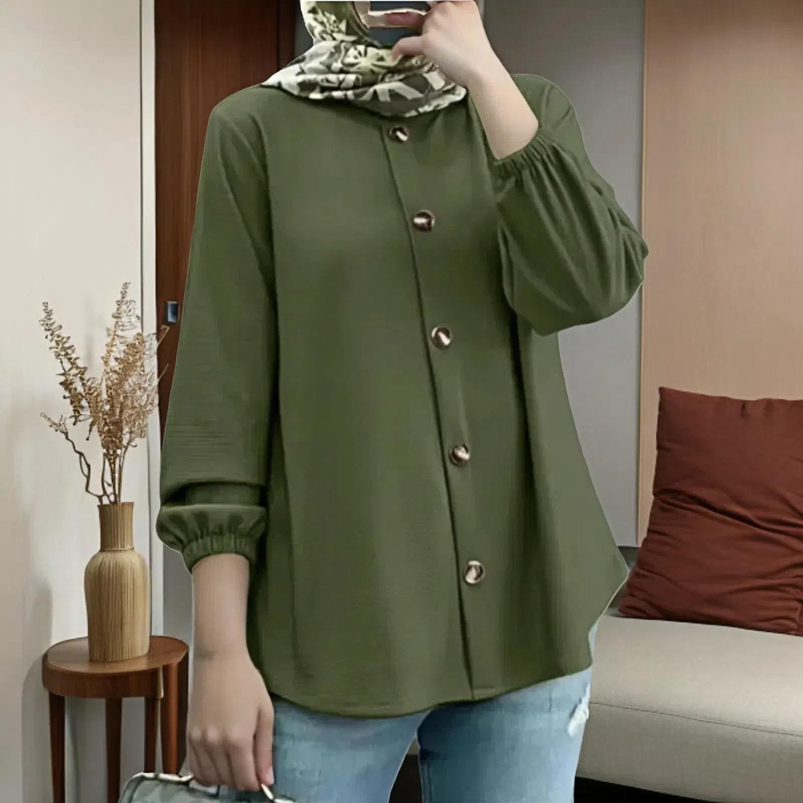 New Arrivals: Women s Solid Color Muslim Button Cardigan with Round Neck & Elastic Cuffs, Long Sleeve Shirt XXL армія зелений колір
New Arrivals: Women s Solid Color Muslim Button Cardigan with Round Neck & Elastic Cuffs, Long Sleeve Shirt XXL армія зелений колір