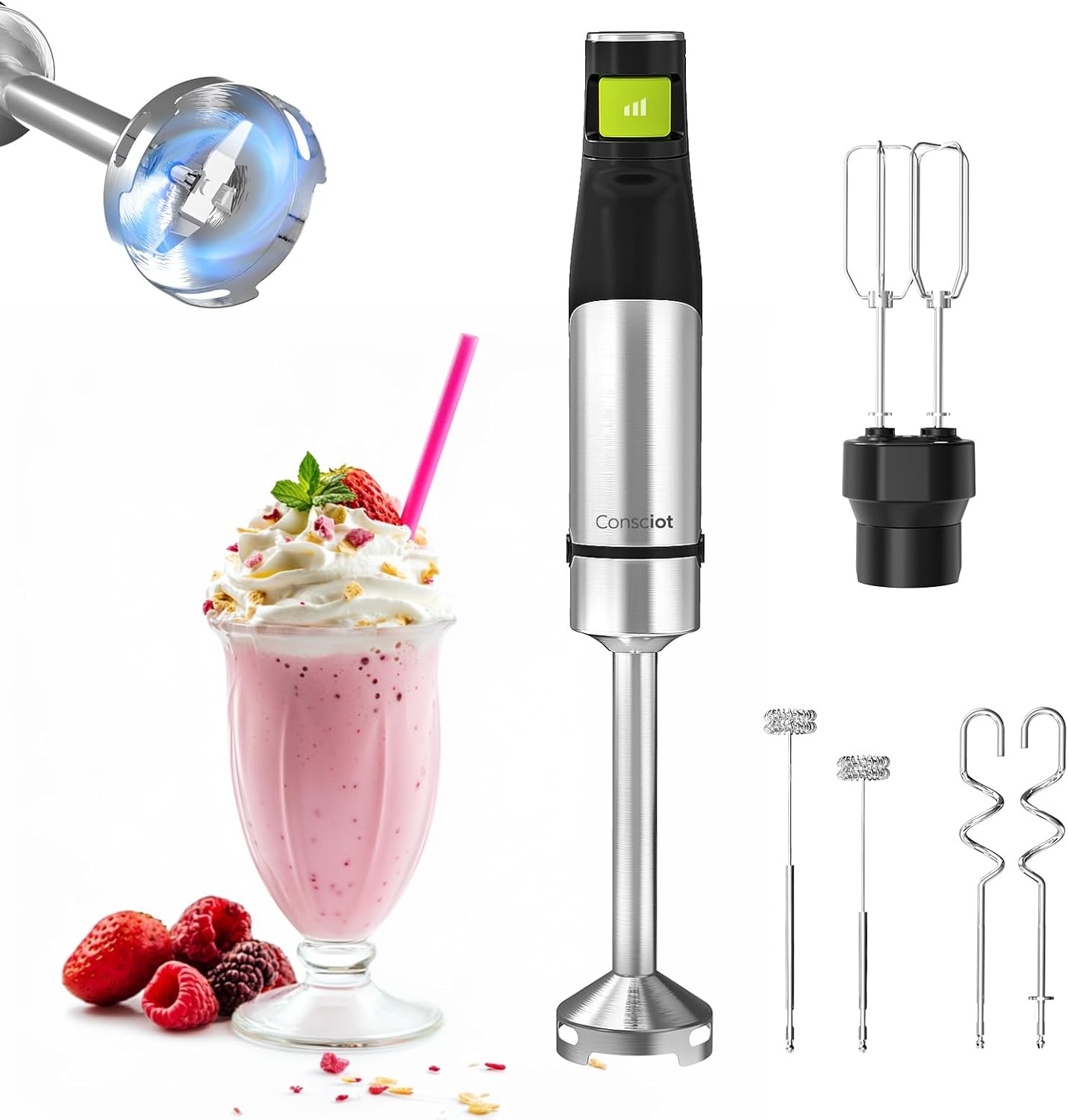 4-in-1 Immersion Blender 1100W, Corded Stick Blender with Stainless Steel Shaft, Speed Control, for Blending, Beating, Frothing,
4-in-1 Immersion Blender 1100W, Corded Stick Blender with Stainless Steel Shaft, Speed Control, for Blending, Beating, Frothing,