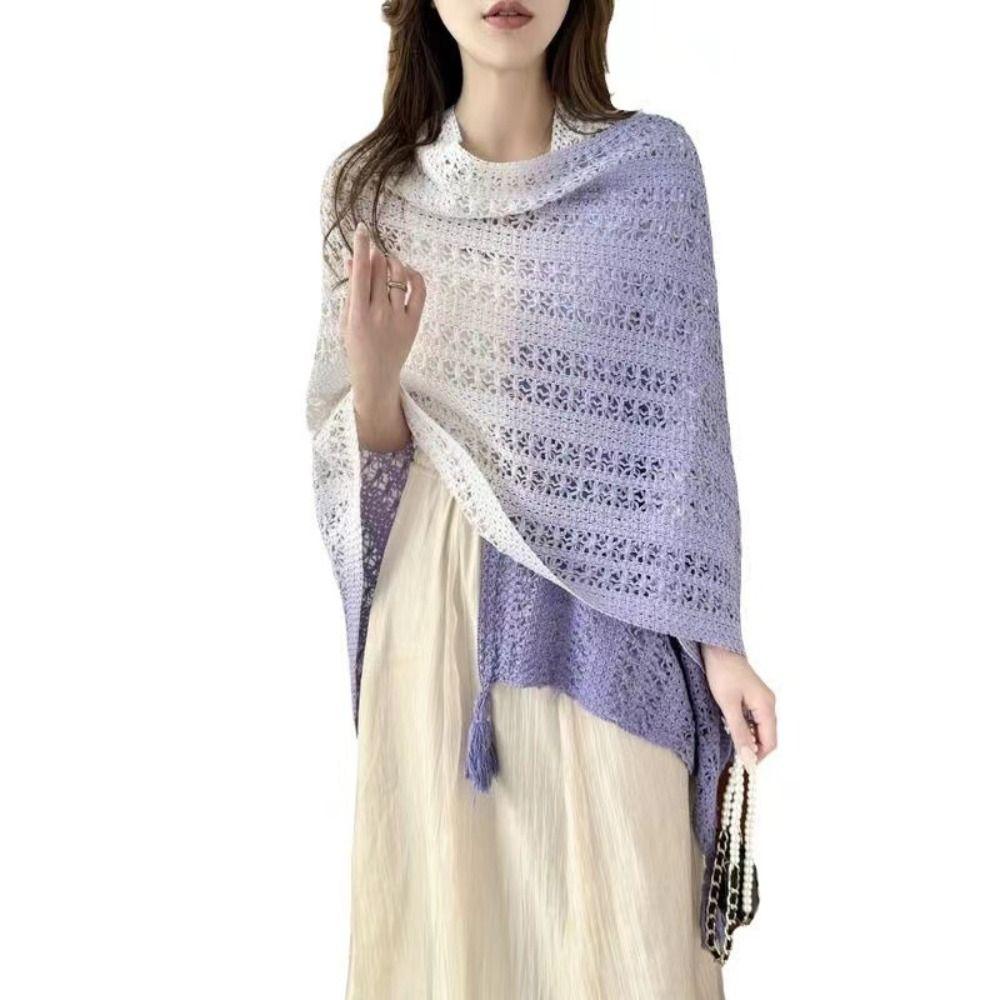 Gradient Color Large Shawl Hollow Winter Tassel Cape Large Ethnic Style Knitted Scarf Student style 1
Gradient Color Large Shawl Hollow Winter Tassel Cape Large Ethnic Style Knitted Scarf Student style 1