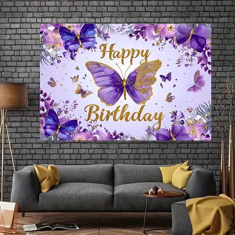 2D Purple Floral Butterfly Happy Birthday Backdrop Gold Accent Party Decoration Banner 47.2x31.5inch/120*80cm
2D Purple Floral Butterfly Happy Birthday Backdrop Gold Accent Party Decoration Banner 47.2x31.5inch/120*80cm