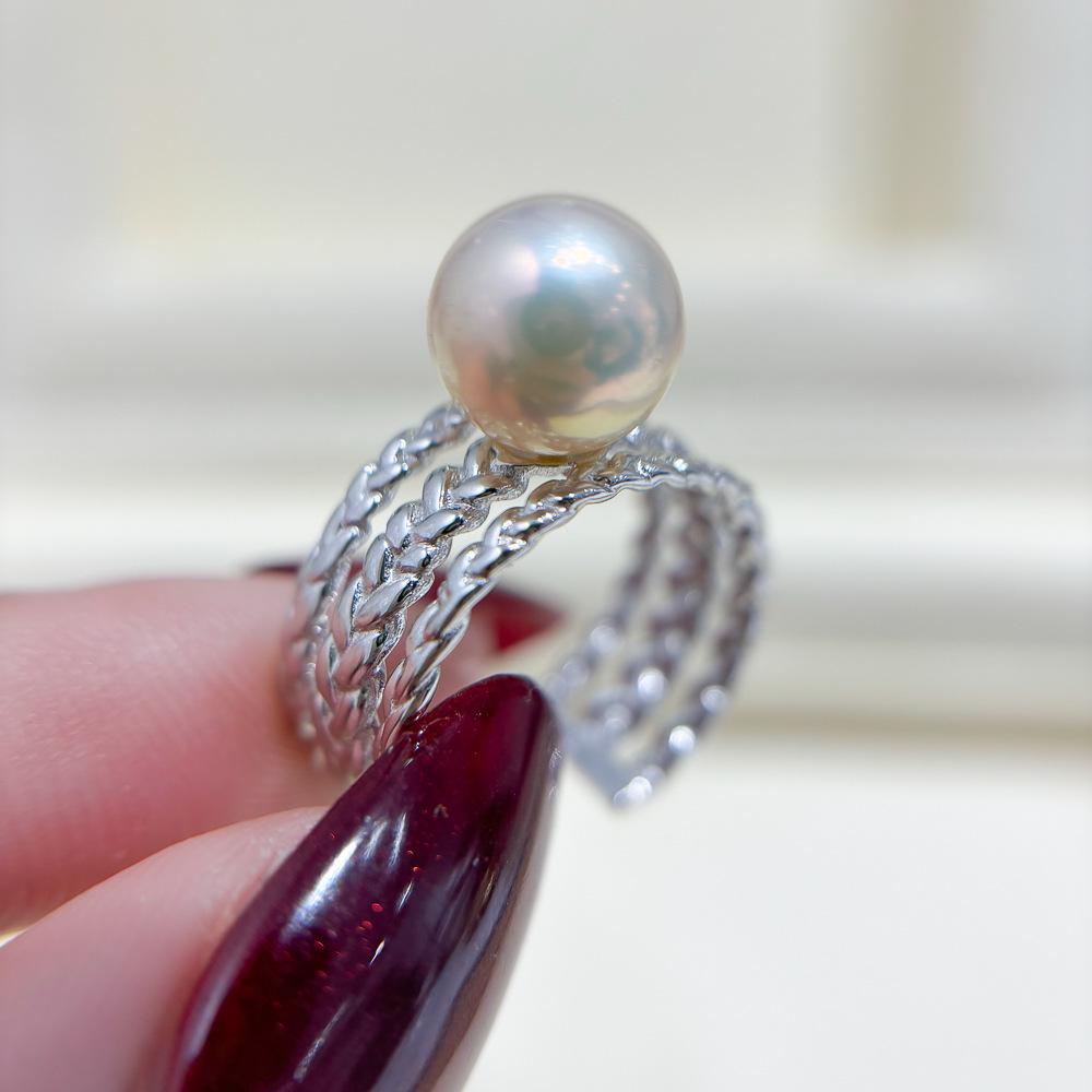 S925 Sterling Silver Adjustable Ring Setting for 8-12mm Round Pearls - Fashionable DIY Pearl Jewelry 10428 Silver Ring Empty Setting without Bead
S925 Sterling Silver Adjustable Ring Setting for 8-12mm Round Pearls - Fashionable DIY Pearl Jewelry 10428 Silver Ring Empty Setting without Bead