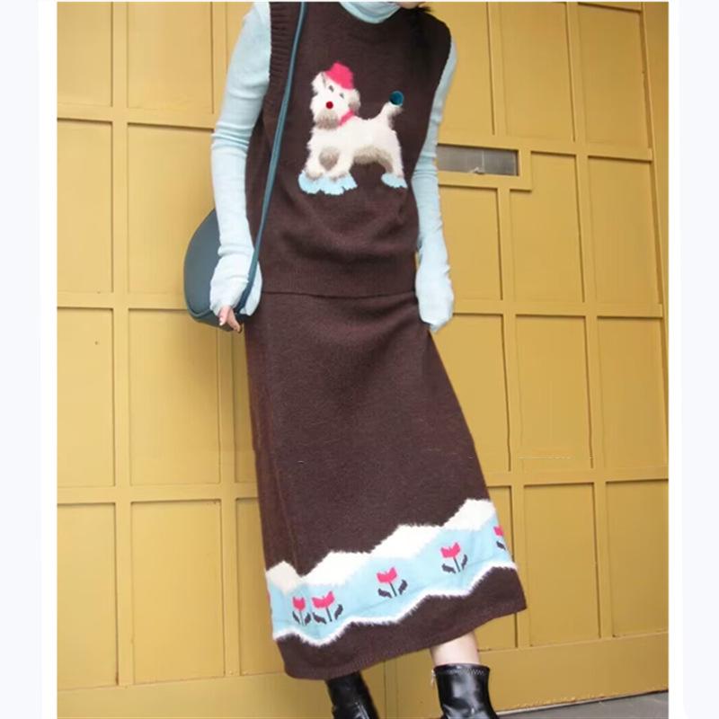 Women s Autumn/Winter Retro Knit Jacquard Vest & Half Skirt Set One Size
Women s Autumn/Winter Retro Knit Jacquard Vest & Half Skirt Set One Size