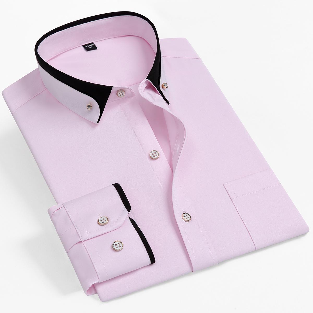 Men s Elastic Wrinkle-Resistant Long Sleeve Shirt with Diamond Button, Contrast Collar, and Pocket – Business Casual Four Seasons. 38
Men s Elastic Wrinkle-Resistant Long Sleeve Shirt with Diamond Button, Contrast Collar, and Pocket – Business Casual Four Seasons. 38