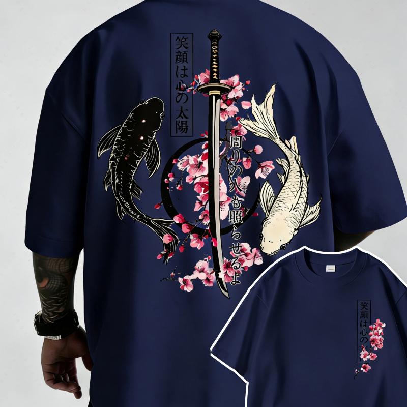 Summer Hot Japanese Yin Yang Koi Fish & Samurai Sword Pattern Cotton Men’s T-Shirt Short Sleeve Tees Casual Oversized Unisex Top 4XL темно-синього кольору
Summer Hot Japanese Yin Yang Koi Fish & Samurai Sword Pattern Cotton Men’s T-Shirt Short Sleeve Tees Casual Oversized Unisex Top 4XL темно-синього кольору