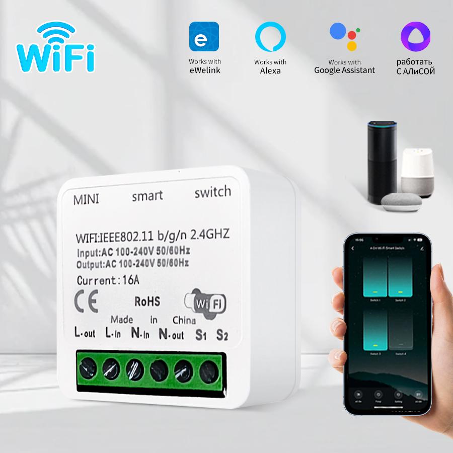 Mini WiFi Smart Switch Module eWeLink App Control Smart Switch Breaker Relay Work with Alice Alexa Google Home For DIY Led Light
Mini WiFi Smart Switch Module eWeLink App Control Smart Switch Breaker Relay Work with Alice Alexa Google Home For DIY Led Light