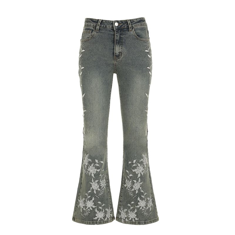 European and American Women s Clothing Millennium Retro Plant Series Florals Embroidered Denim Trousers Women s Low Waist Tight Bell-Bottom Pants Tide Blue L
European and American Women s Clothing Millennium Retro Plant Series Florals Embroidered Denim Trousers Women s Low Waist Tight Bell-Bottom Pants Tide Blue L
