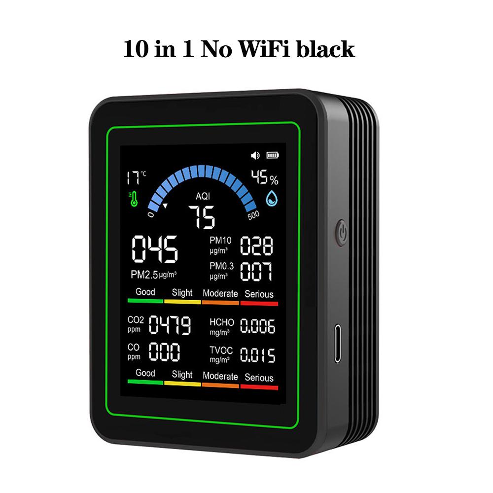 WiFi /No WiFi 10-in-1 Air Quality Detector CO2 Monitor PM0.3 PM1.0 PM2.5 PM10 Formaldehyde Detector Temperature Humidity Meter
WiFi /No WiFi 10-in-1 Air Quality Detector CO2 Monitor PM0.3 PM1.0 PM2.5 PM10 Formaldehyde Detector Temperature Humidity Meter