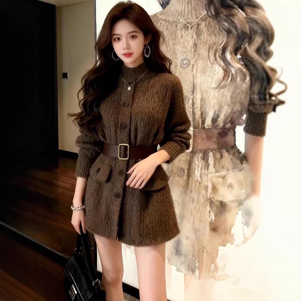 Autumn/Winter Elegant High Neck Women s Knit Dress with Waist Belt - Mid-Length Wool Skirt Medium
Autumn/Winter Elegant High Neck Women s Knit Dress with Waist Belt - Mid-Length Wool Skirt Medium