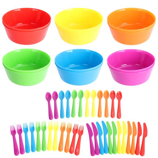 Kids Colorful Snack Bowls Cutlery Set, Microwave Dishwasher Safe BPA Free Bowls Cutters Forks Spoons (Includes 12 Snack Bowls, 12 Cutters, 12 Forks & 1 Set
Kids Colorful Snack Bowls Cutlery Set, Microwave Dishwasher Safe BPA Free Bowls Cutters Forks Spoons (Includes 12 Snack Bowls, 12 Cutters, 12 Forks & 1 Set