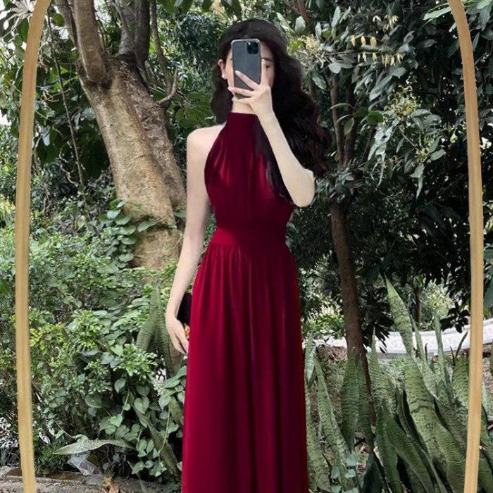 High-end black neck-hanging sleeveless dress for women s summer new French temperament split-ended waist long dress XL червоний
High-end black neck-hanging sleeveless dress for women s summer new French temperament split-ended waist long dress XL червоний