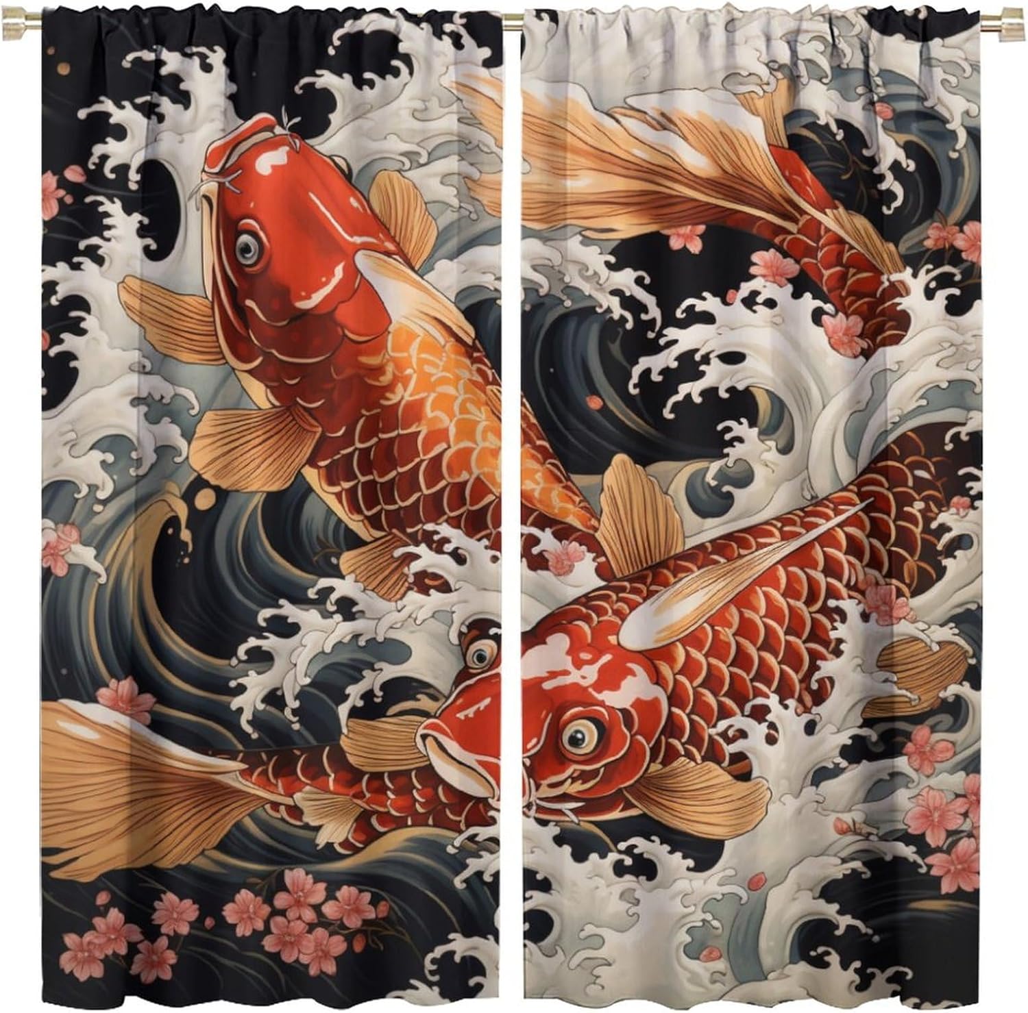 Japanese Koi Fish Curtain Petal Wave Asian Carp Art Japanese Style Curtain Rod Pocket Curtain Living Room Bedroom Kitchen H 100*130 Grommet Top 1pcs
Japanese Koi Fish Curtain Petal Wave Asian Carp Art Japanese Style Curtain Rod Pocket Curtain Living Room Bedroom Kitchen H 100*130 Grommet Top 1pcs