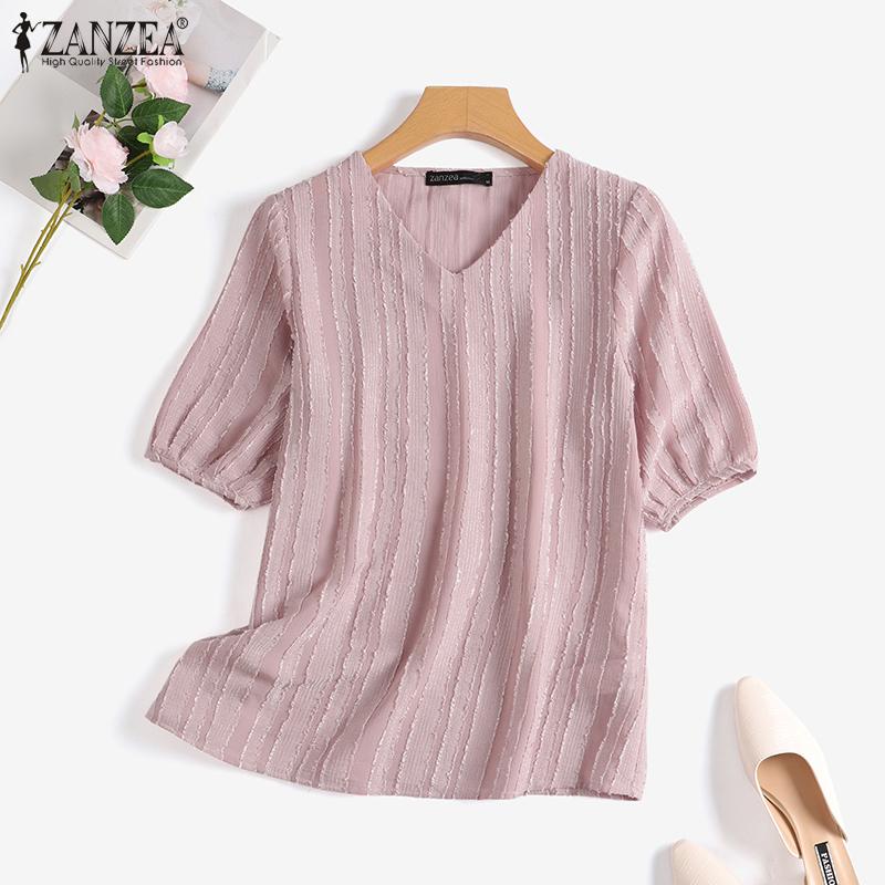 ZANZEA Женская повседневная летняя блузка с v-образным вырезом и короткими рукавами, топы 
ZANZEA Женская повседневная летняя блузка с v-образным вырезом и короткими рукавами, топы