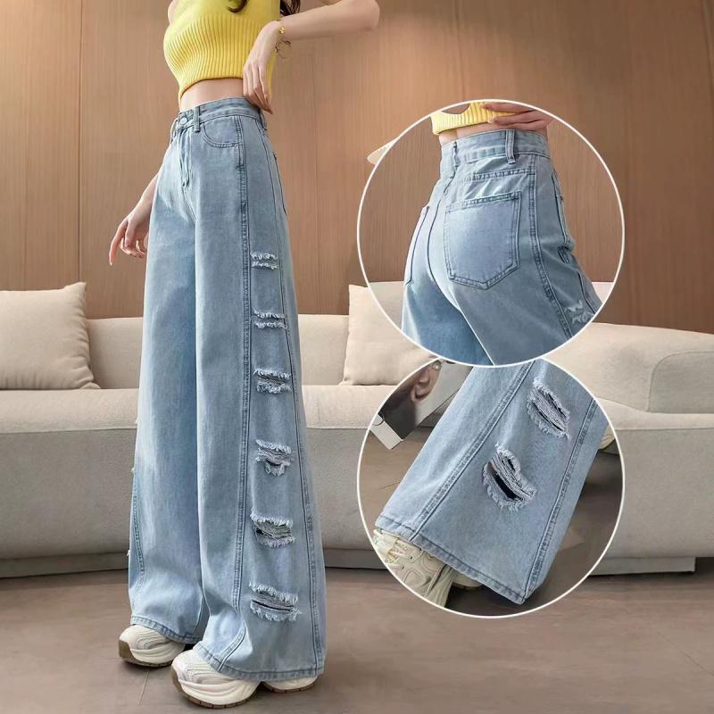 New design side-stitched ripped denim jeans for women 2026, loose-fitting, figure-flattering, floor-length wide-leg pants 4XL світло-синій колір
New design side-stitched ripped denim jeans for women 2026, loose-fitting, figure-flattering, floor-length wide-leg pants 4XL світло-синій колір