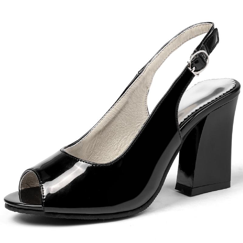 Модные босоножки с открытым носком, женская летняя обувь, элегантные модные туфли на толстом высоком каблуке, босоножки на каблуке, телесного цвета, мюли, свадебные туфли для вечеринок и торжеств, женская обувь 48 чёрный