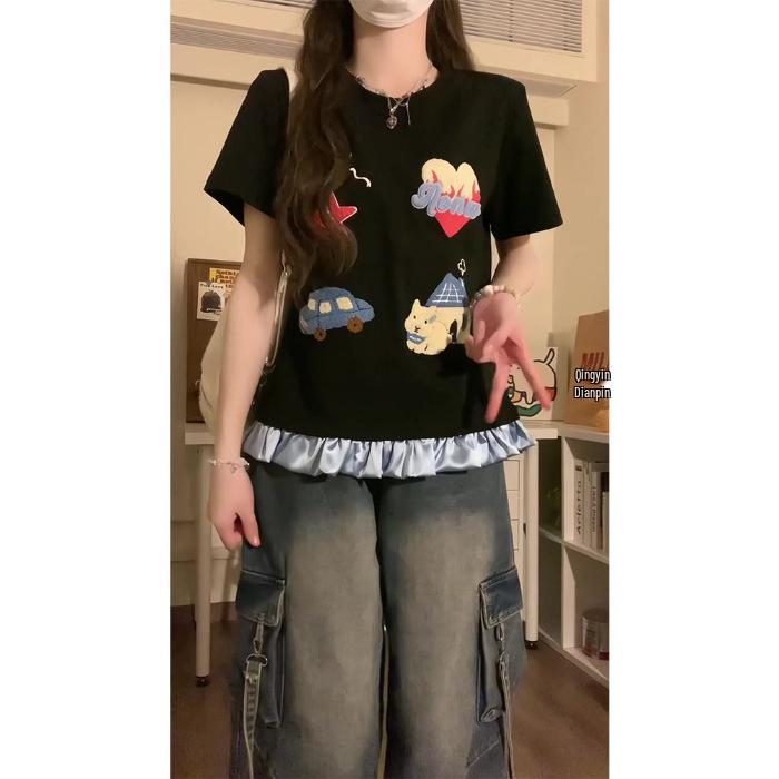 Women s Summer Embroidered Spicy Short Sleeve Cotton T-shirt - Sweet and Versatile Design Medium чёрный
Women s Summer Embroidered Spicy Short Sleeve Cotton T-shirt - Sweet and Versatile Design Medium чёрный