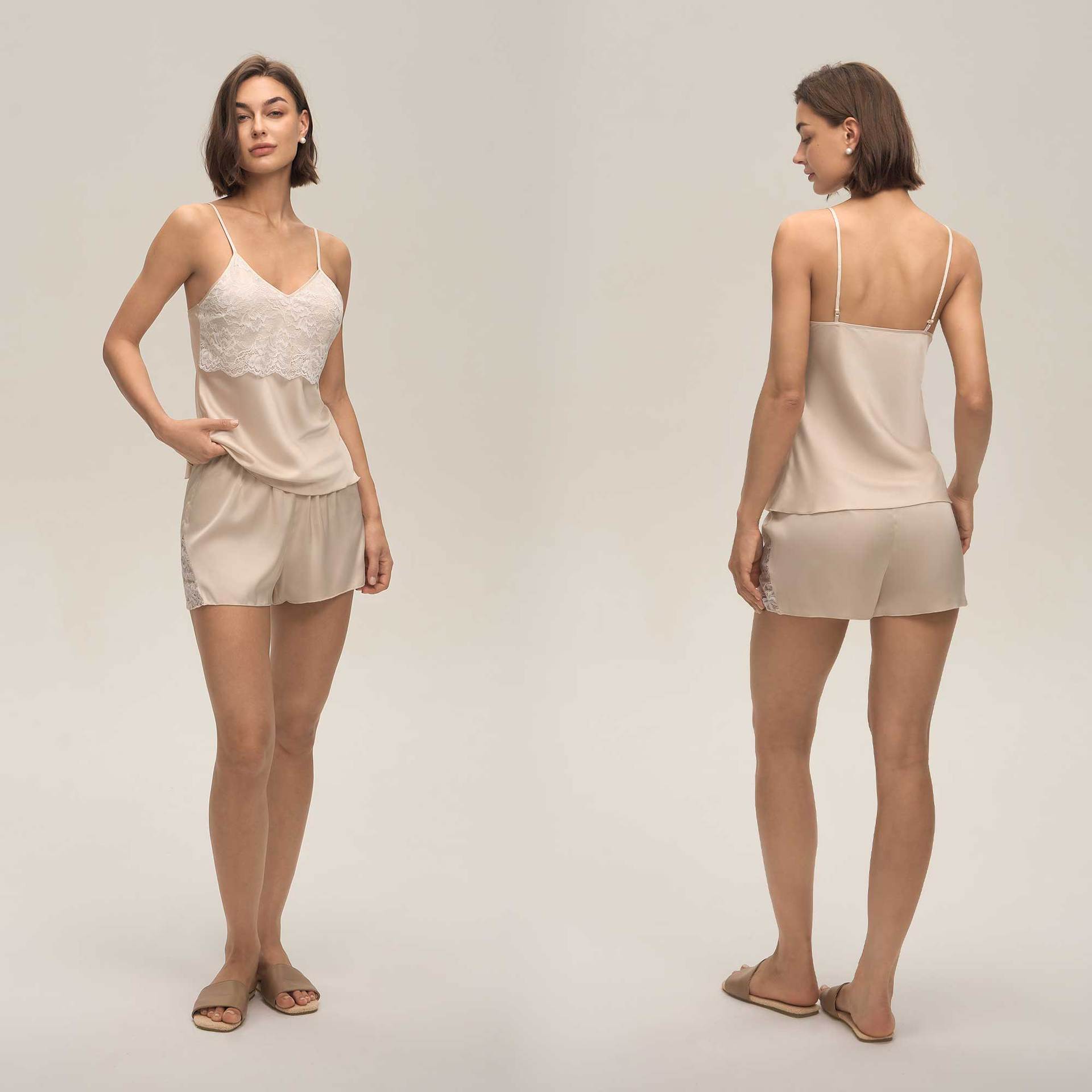 Satin Pajama Set for Women 2 Piece Camisole Top and Shorts Set Silk Lingerie with Ruffle Nightwear Sexy Lace Pajamas Set Lounge Wear for Women XL бежевий
Satin Pajama Set for Women 2 Piece Camisole Top and Shorts Set Silk Lingerie with Ruffle Nightwear Sexy Lace Pajamas Set Lounge Wear for Women XL бежевий