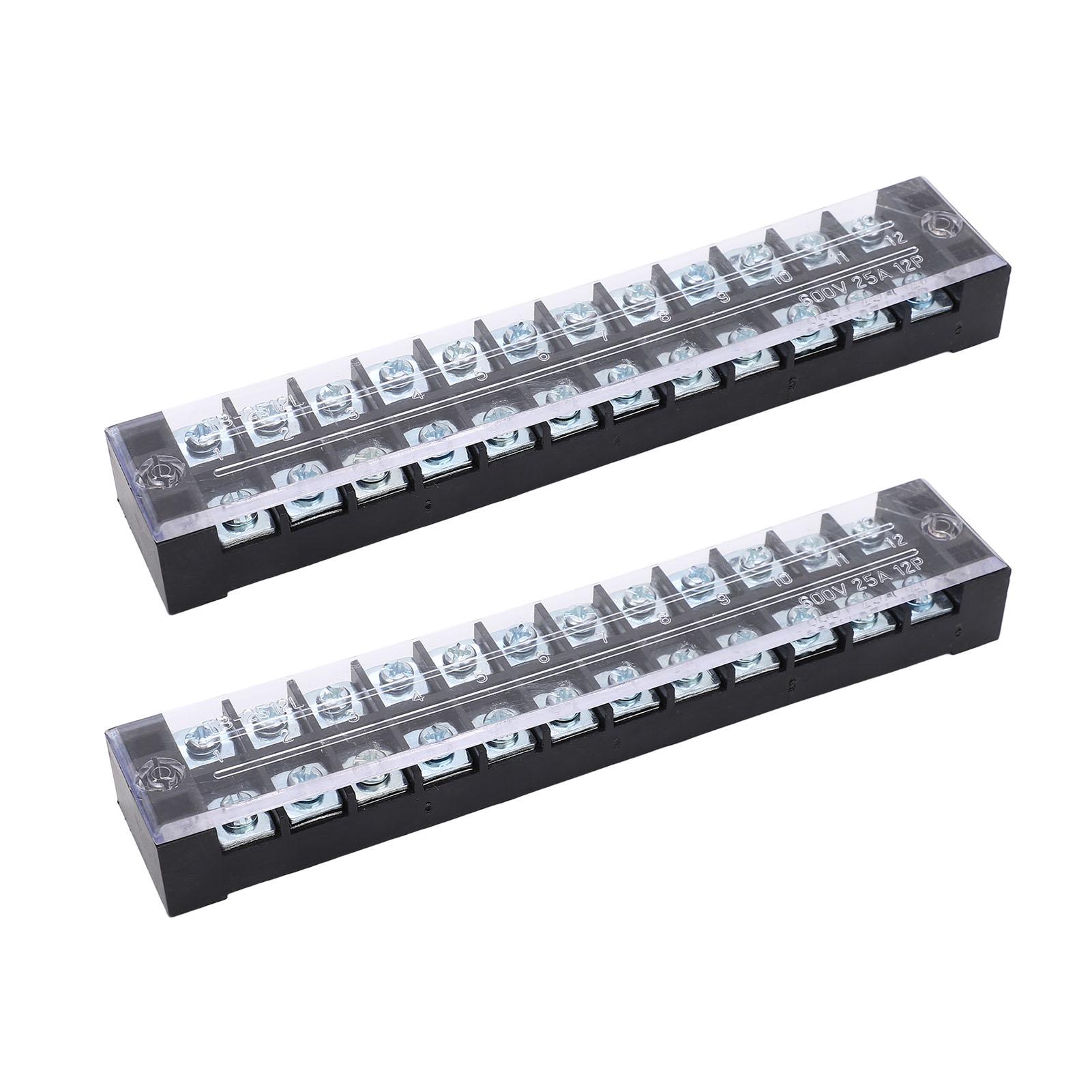 2PCS Dual Row Screw Terminal Strip Fixed High Current Terminal Blocks with Cover 600V 25A 12
2PCS Dual Row Screw Terminal Strip Fixed High Current Terminal Blocks with Cover 600V 25A 12