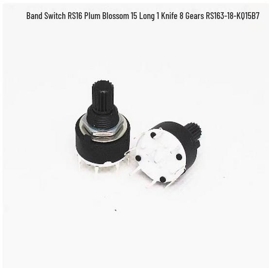 RS16 16MM Rotary Band Switch, 1-Pole, 2-Throw, 3-8 Positions, 15-Spline SR16 Shaft
RS16 16MM Rotary Band Switch, 1-Pole, 2-Throw, 3-8 Positions, 15-Spline SR16 Shaft