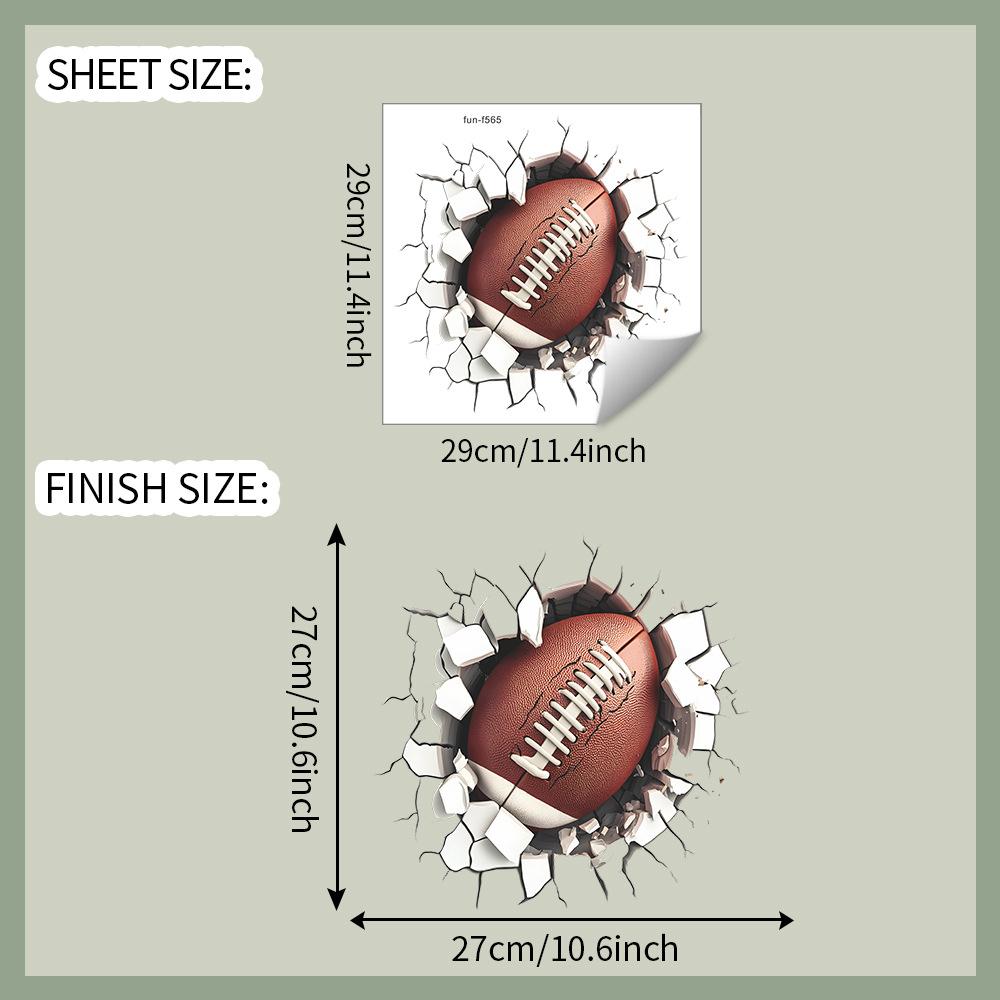 3D Breaking Wall Rugby Ball Wall Sticker Self-Adhesive Sports Theme Decor for Bedroom Living Room Man Cave Wall Art 29x29cm різнокольоровий
3D Breaking Wall Rugby Ball Wall Sticker Self-Adhesive Sports Theme Decor for Bedroom Living Room Man Cave Wall Art 29x29cm різнокольоровий