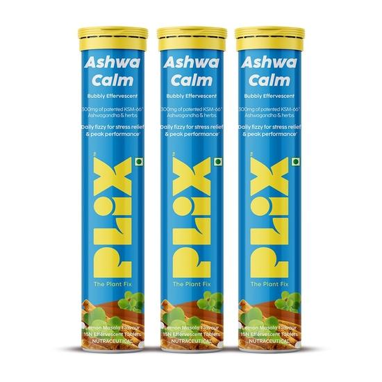 PLIX- THE PLANT FIX | KSM-66 Ashwagandha Gold Standard Effervescent (300 mg) | Brahmi & Bhringraj helps relieve stress (45 Tabs) (Pack of 3)
PLIX- THE PLANT FIX | KSM-66 Ashwagandha Gold Standard Effervescent (300 mg) | Brahmi & Bhringraj helps relieve stress (45 Tabs) (Pack of 3)