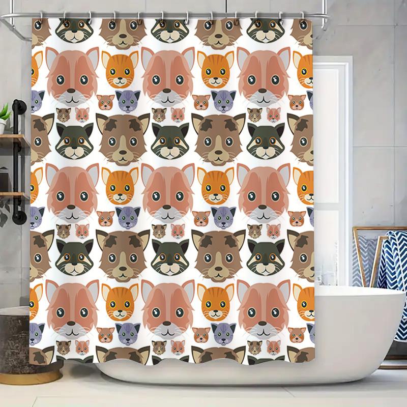 Adorable Animal Print Shower Curtain Cats Dogs Face Pattern Decor 3D Polyester Fabric Waterproof Bath Mat Cover For Bathroom Dec W60H190(CM)-1 Pcs
Adorable Animal Print Shower Curtain Cats Dogs Face Pattern Decor 3D Polyester Fabric Waterproof Bath Mat Cover For Bathroom Dec W60H190(CM)-1 Pcs