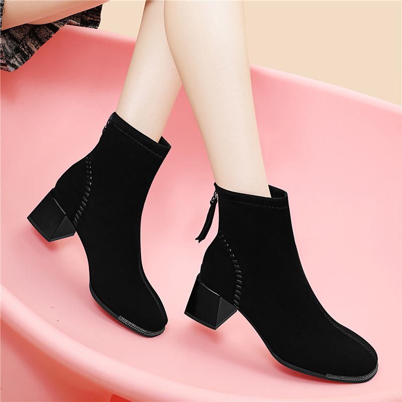 Autumn and winter new black velvet thick-heeled short boots suede thin boots square high-heeled Chelsea boots cotton shoes 34
Autumn and winter new black velvet thick-heeled short boots suede thin boots square high-heeled Chelsea boots cotton shoes 34