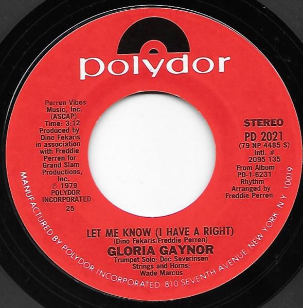 7inch Record GLORIA GAYNOR Let Me Know I Have A Right PD2021 Polydor 1979 US Dance Electronica Used
7inch Record GLORIA GAYNOR Let Me Know I Have A Right PD2021 Polydor 1979 US Dance Electronica Used