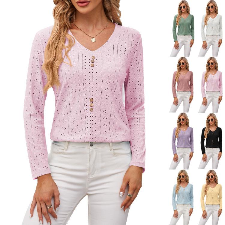YJKDYK 2024 Spring Summer Women Top V-neck Casual Loose Button Long Sleeved T-shirt Eyelet Jacquard Top Women s Clothing S чорний
YJKDYK 2024 Spring Summer Women Top V-neck Casual Loose Button Long Sleeved T-shirt Eyelet Jacquard Top Women s Clothing S чорний