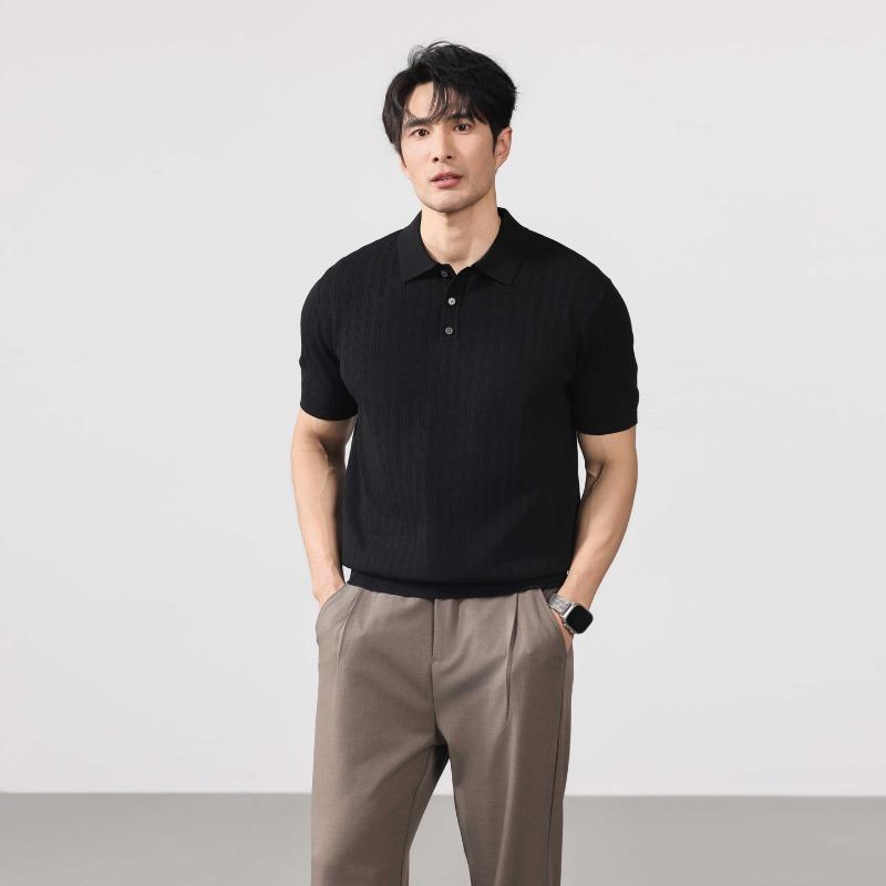 Men Short Sleeve Knit Polo Shirt Ribbed Texture Slim Fit Casual Business Top M чорний
Men Short Sleeve Knit Polo Shirt Ribbed Texture Slim Fit Casual Business Top M чорний