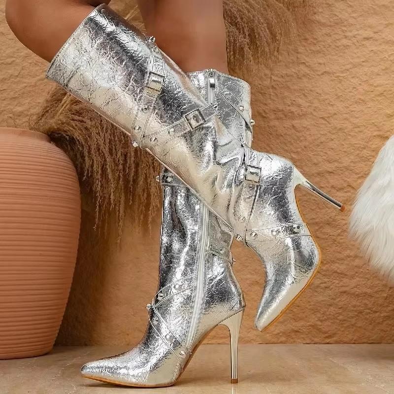 Модная пряжка ремня, заклепки, острый носок, женские ботфорты до колена, тонкий высокий каблук, обувь для стриптиза, выпускного вечера, обувь для женщин 36 серебряный
Модная пряжка ремня, заклепки, острый носок, женские ботфорты до колена, тонкий высокий каблук, обувь для стриптиза, выпускного вечера, обувь для женщин 36 серебряный