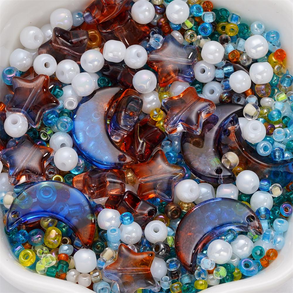 40g Mixed Star Moon Crystal Glass Beads Loose Round Pearl for DIY Jewelry Making Craft Bracelets Necklaces Earrings Accessories
40g Mixed Star Moon Crystal Glass Beads Loose Round Pearl for DIY Jewelry Making Craft Bracelets Necklaces Earrings Accessories