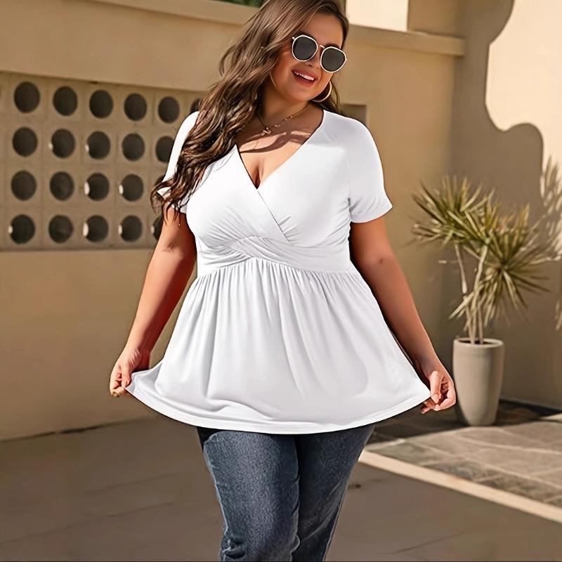 Spring Summer Solid Color Top Fashion Women s Plus Size Short Sleeved T-shirt V-neck Top Women s Clothing 5XL білий
Spring Summer Solid Color Top Fashion Women s Plus Size Short Sleeved T-shirt V-neck Top Women s Clothing 5XL білий