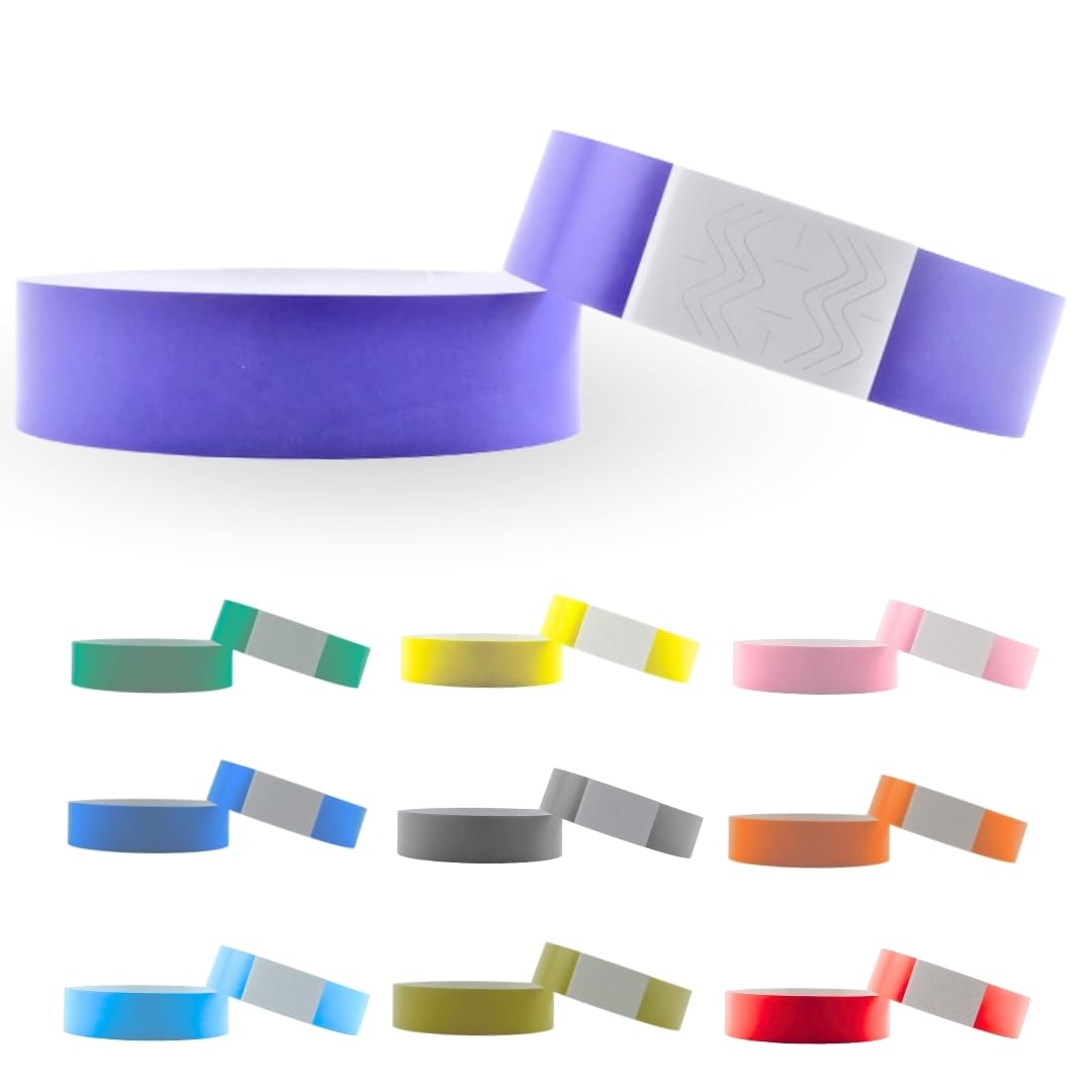 JP Number Waterproof Paper Bands with Tape for Event Control Pack of Wristbands, Disposable, Re-Entry (10 Colors, 1000)
JP Number Waterproof Paper Bands with Tape for Event Control Pack of Wristbands, Disposable, Re-Entry (10 Colors, 1000)