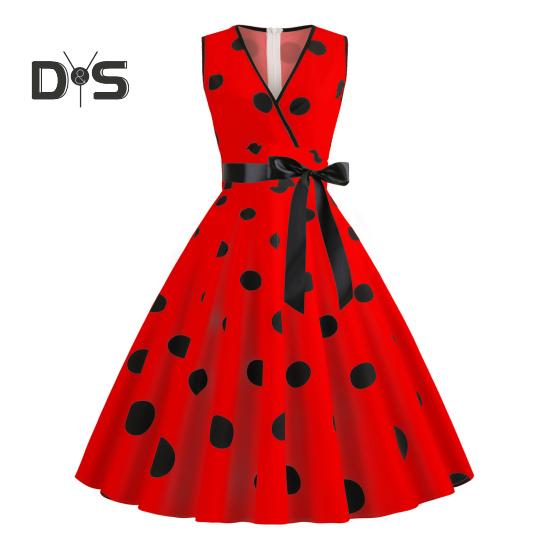 Женское вечернее платье, винтажное контрастное цветное платье в горошек с бантом на талии, трапециевидной формы с большими качелями, тонкое платье без рукавов с открытой спиной и V-образным вырезом, платье миди в стиле принцессы S красный
Женское вечернее платье, винтажное контрастное цветное платье в горошек с бантом на талии, трапециевидной формы с большими качелями, тонкое платье без рукавов с открытой спиной и V-образным вырезом, платье миди в стиле принцессы S красный