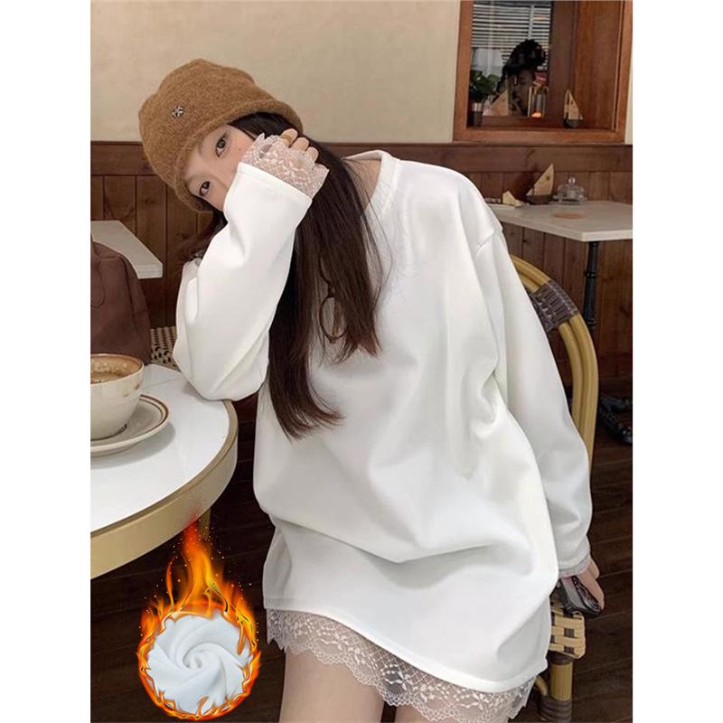 Women s Plus Size Lace Patchwork Long Sleeve Fleece Top for Spring, Autumn, Winter M for 80-100 lbs
Women s Plus Size Lace Patchwork Long Sleeve Fleece Top for Spring, Autumn, Winter M for 80-100 lbs