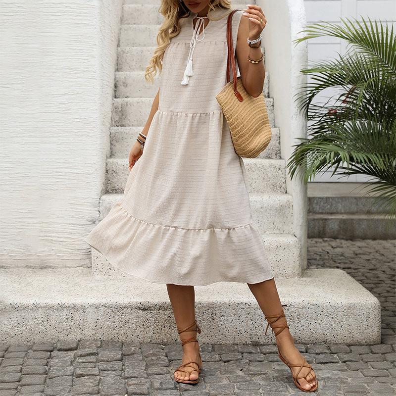 2025 new casual vacation simple sleeveless loose straight solid color dress S хакі
2025 new casual vacation simple sleeveless loose straight solid color dress S хакі