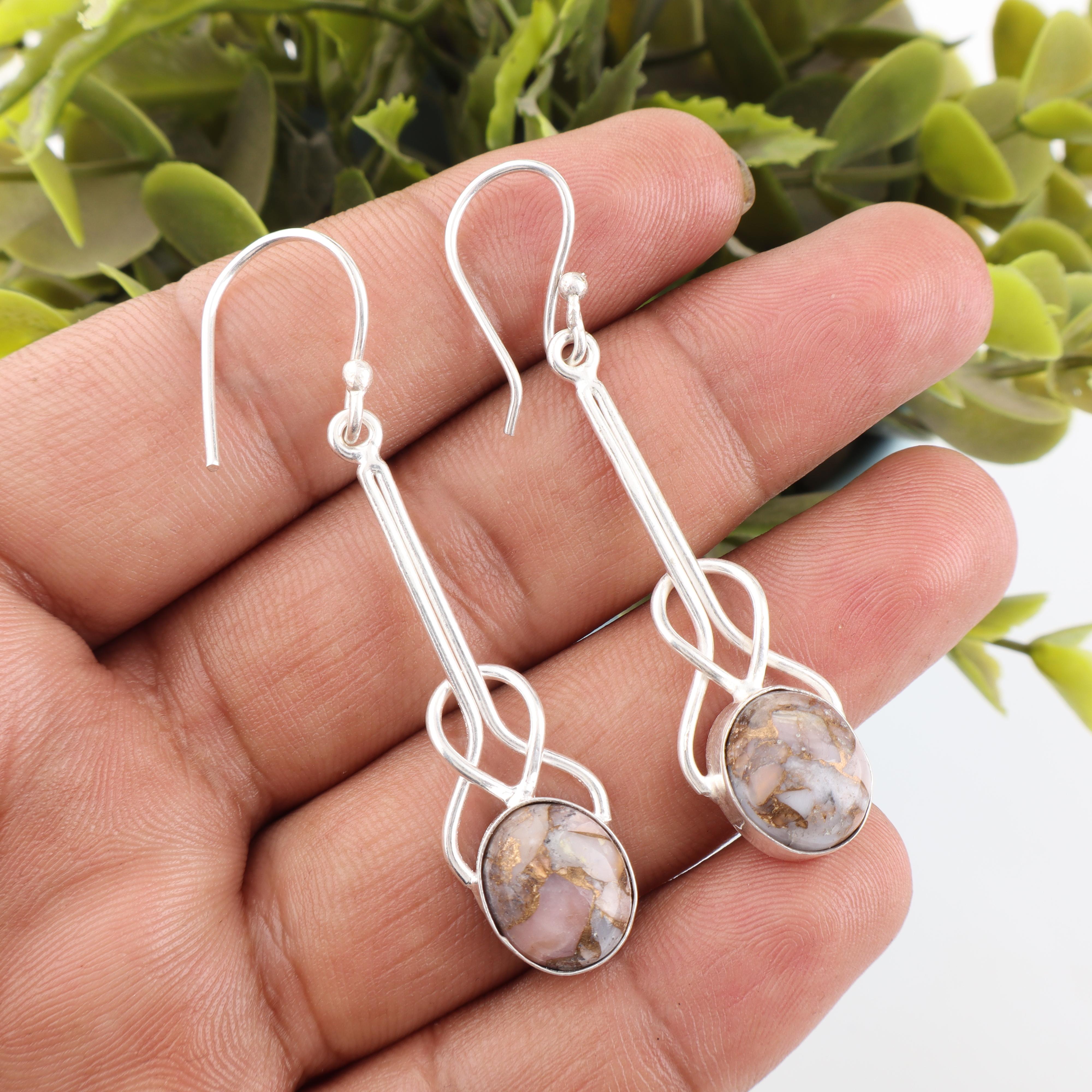 Pink Copper Turquoise Handmade Gemstone Earrings, 925 Sterling Silver Earrings Wonderful Jewelry, For Anniversary Gift 1.76 Inches рожевий
Pink Copper Turquoise Handmade Gemstone Earrings, 925 Sterling Silver Earrings Wonderful Jewelry, For Anniversary Gift 1.76 Inches рожевий
