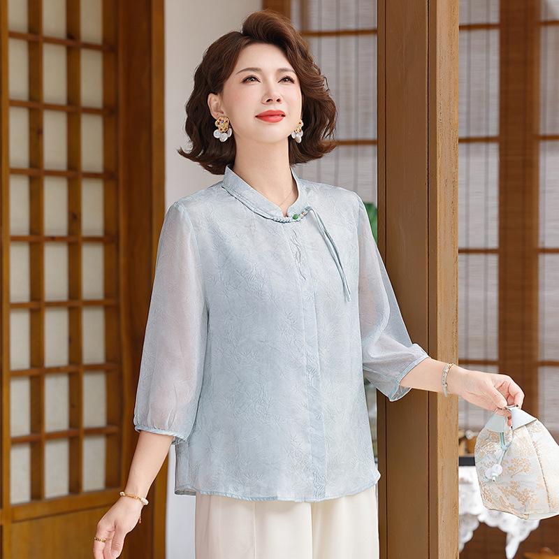 Stylish Chiffon Mid-Sleeve Top for Middle-Aged Women - Lightweight Summer Wear 2XL (recommended 55-62.5 kg)
Stylish Chiffon Mid-Sleeve Top for Middle-Aged Women - Lightweight Summer Wear 2XL (recommended 55-62.5 kg)