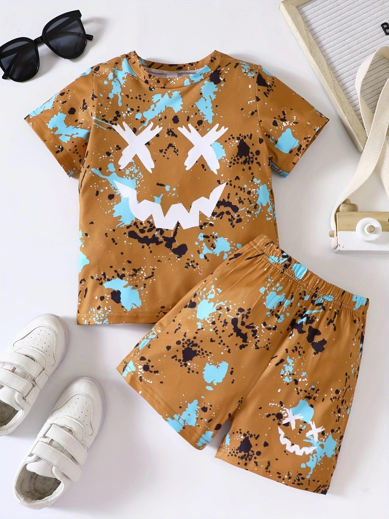 Наряды для мальчиков, трендовая футболка с короткими рукавами и 3D-принтом с рисунком улыбки + эластичные шорты, комплект детской модной одежды на лето 160
Наряды для мальчиков, трендовая футболка с короткими рукавами и 3D-принтом с рисунком улыбки + эластичные шорты, комплект детской модной одежды на лето 160