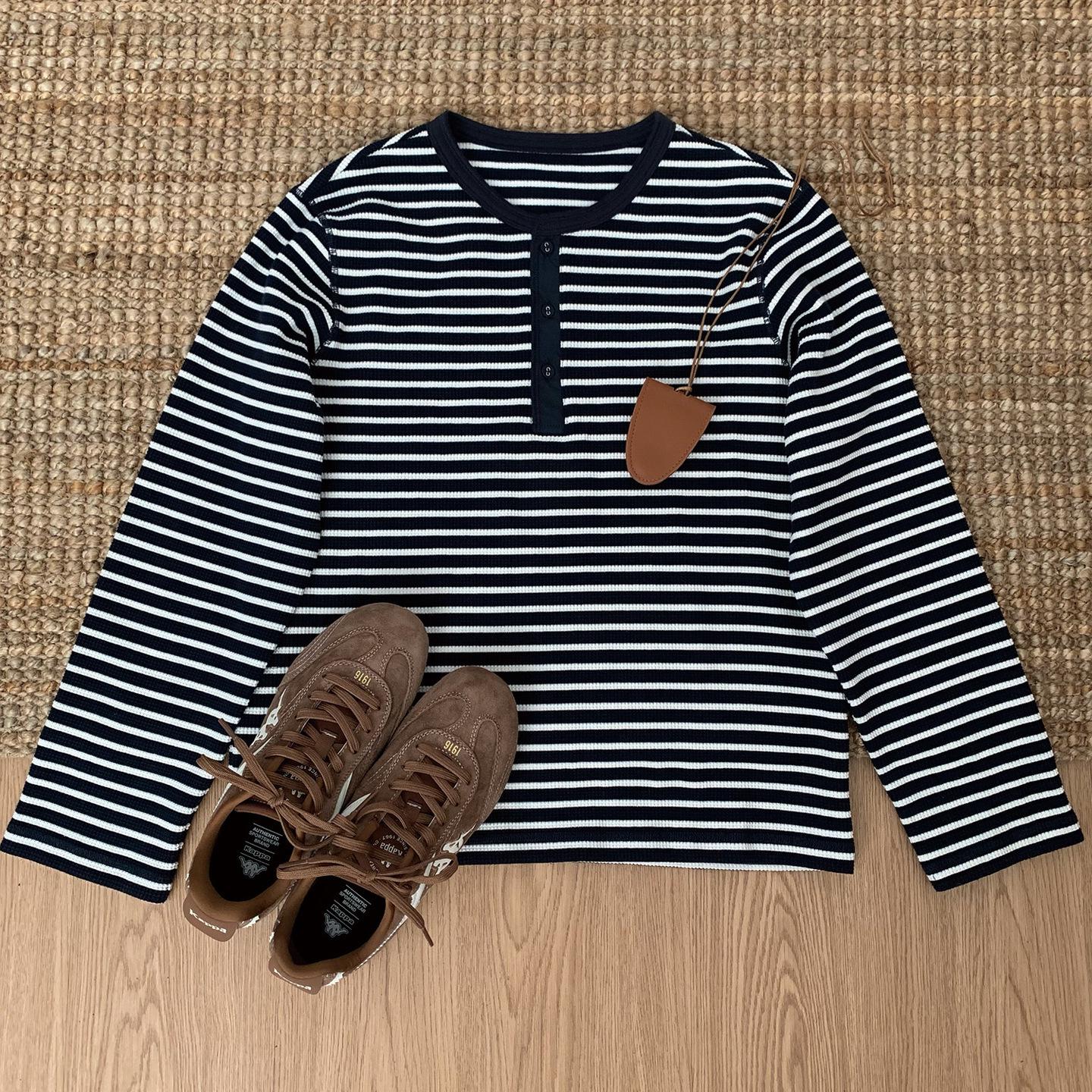Blue & White Striped Waffle Knit Crew Neck Long Sleeve T-Shirt - Breathable & Comfortable Casual Top Medium
Blue & White Striped Waffle Knit Crew Neck Long Sleeve T-Shirt - Breathable & Comfortable Casual Top Medium