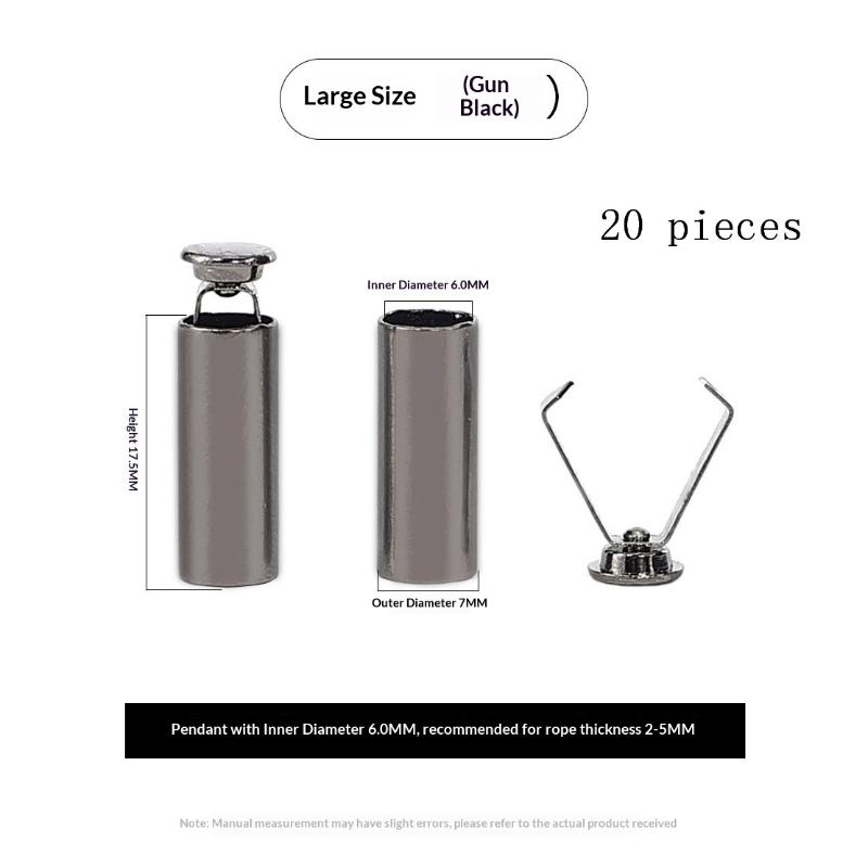 20Pcs Diy Bag Shoes Garment Lanyard Accessories Metal Rope Ends Stopper Button Cord End Lock Cap Hanging Bell Buckle Gun Black 20pcs
20Pcs Diy Bag Shoes Garment Lanyard Accessories Metal Rope Ends Stopper Button Cord End Lock Cap Hanging Bell Buckle Gun Black 20pcs