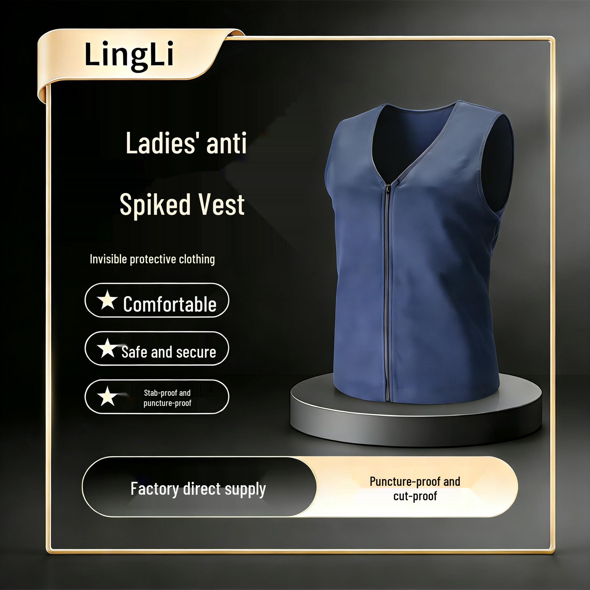 Women s Anti-Stab Tactical Vest - Soft, Wear-Resistant, Anti-Cut Security Inner Wear, Zipper Style Large; Navy Blue
Women s Anti-Stab Tactical Vest - Soft, Wear-Resistant, Anti-Cut Security Inner Wear, Zipper Style Large; Navy Blue