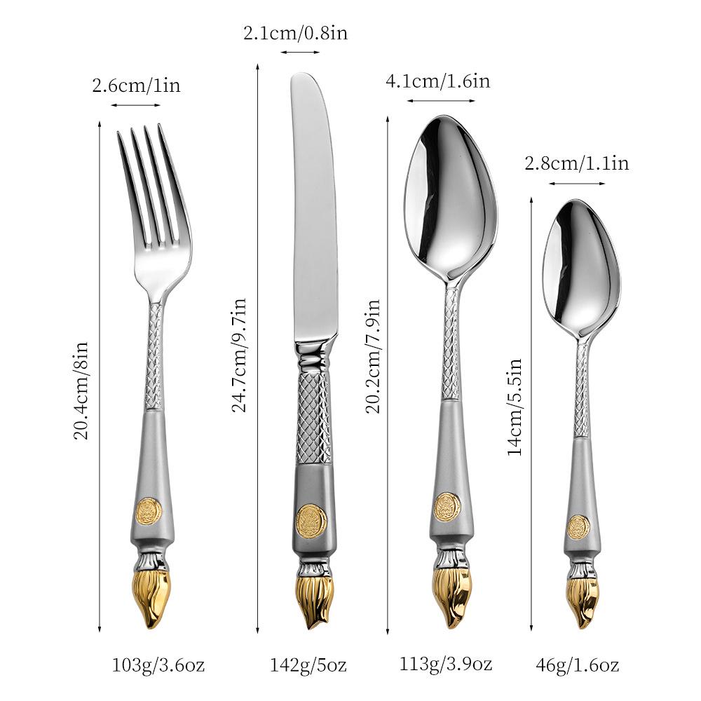 304 Stainless Steel Gold Plated Western Cutlery Set - 4-Piece Knife and Spoon for High-End Hotels.
304 Stainless Steel Gold Plated Western Cutlery Set - 4-Piece Knife and Spoon for High-End Hotels.