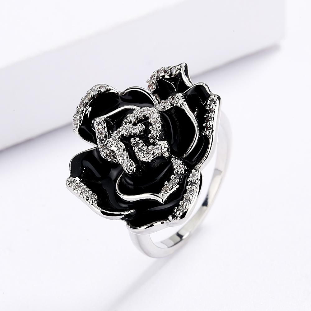 Sterling Exquisite Enamel Drip Oil Color Black Flower Ring For Ladies Party Wedding Jewelry Gift 9
Sterling Exquisite Enamel Drip Oil Color Black Flower Ring For Ladies Party Wedding Jewelry Gift 9