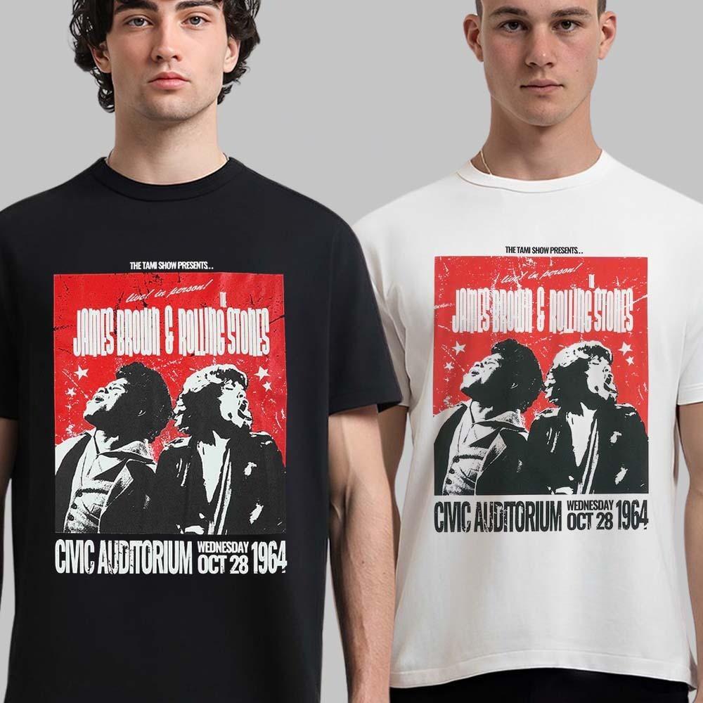 Rolling Stones X James Brown Tami Show CMC Auditorium 1964 Черно-белая футболка XL
Rolling Stones X James Brown Tami Show CMC Auditorium 1964 Черно-белая футболка XL
