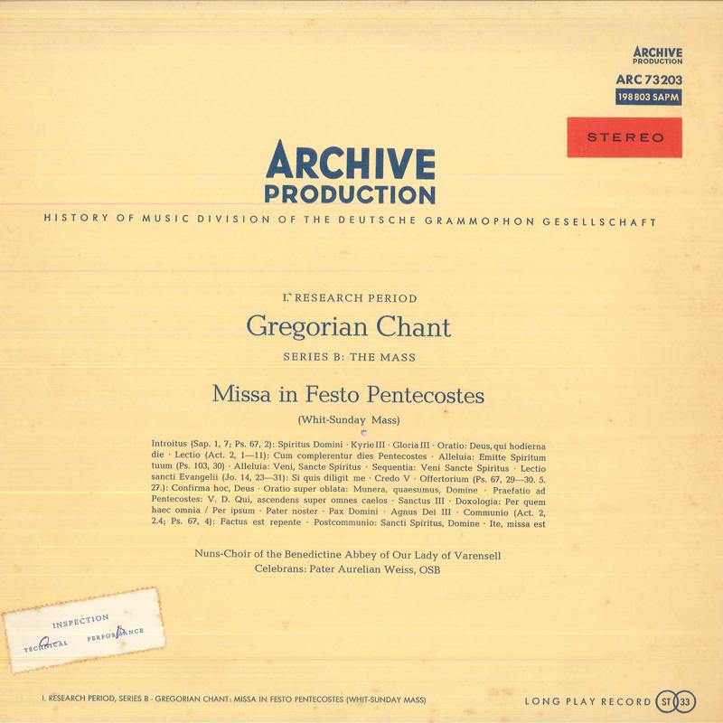 LP Record NUNS CHOIR OF THE BENEDICTINE ABBEY Missa In Festo Pentecostes Whit Su ARC73203 ARCHIVE PRODUC Germany Classical Used
LP Record NUNS CHOIR OF THE BENEDICTINE ABBEY Missa In Festo Pentecostes Whit Su ARC73203 ARCHIVE PRODUC Germany Classical Used