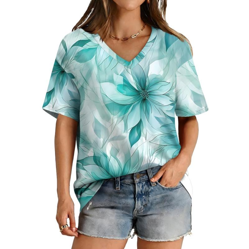 Blue-green gradient floral print with distinct layers of petals, fresh, simple and fashionable. Women s casual and fashionable V-neck short sleeves. XL
Blue-green gradient floral print with distinct layers of petals, fresh, simple and fashionable. Women s casual and fashionable V-neck short sleeves. XL
