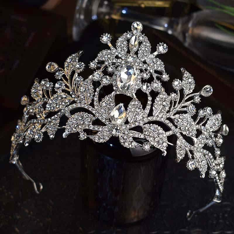 Высококлассная Легкая Роскошь и Тяжелая Промышленность Свадебная Корона Головной Убор для Свадебного Платья Высококлассное Чувство Корона для Волос Большая Сверкающая Бриллиантовая Корона на День Рождения