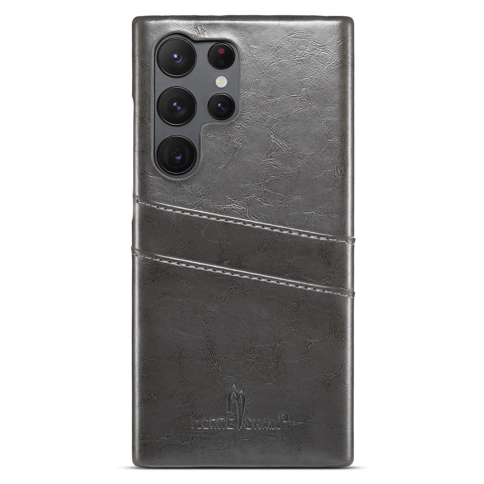 FIERRE SHANN For Samsung Galaxy S23 Ultra Cell Phone Case Oil Wax Card Holder Leather Coated PC Cover Grey
FIERRE SHANN For Samsung Galaxy S23 Ultra Cell Phone Case Oil Wax Card Holder Leather Coated PC Cover Grey