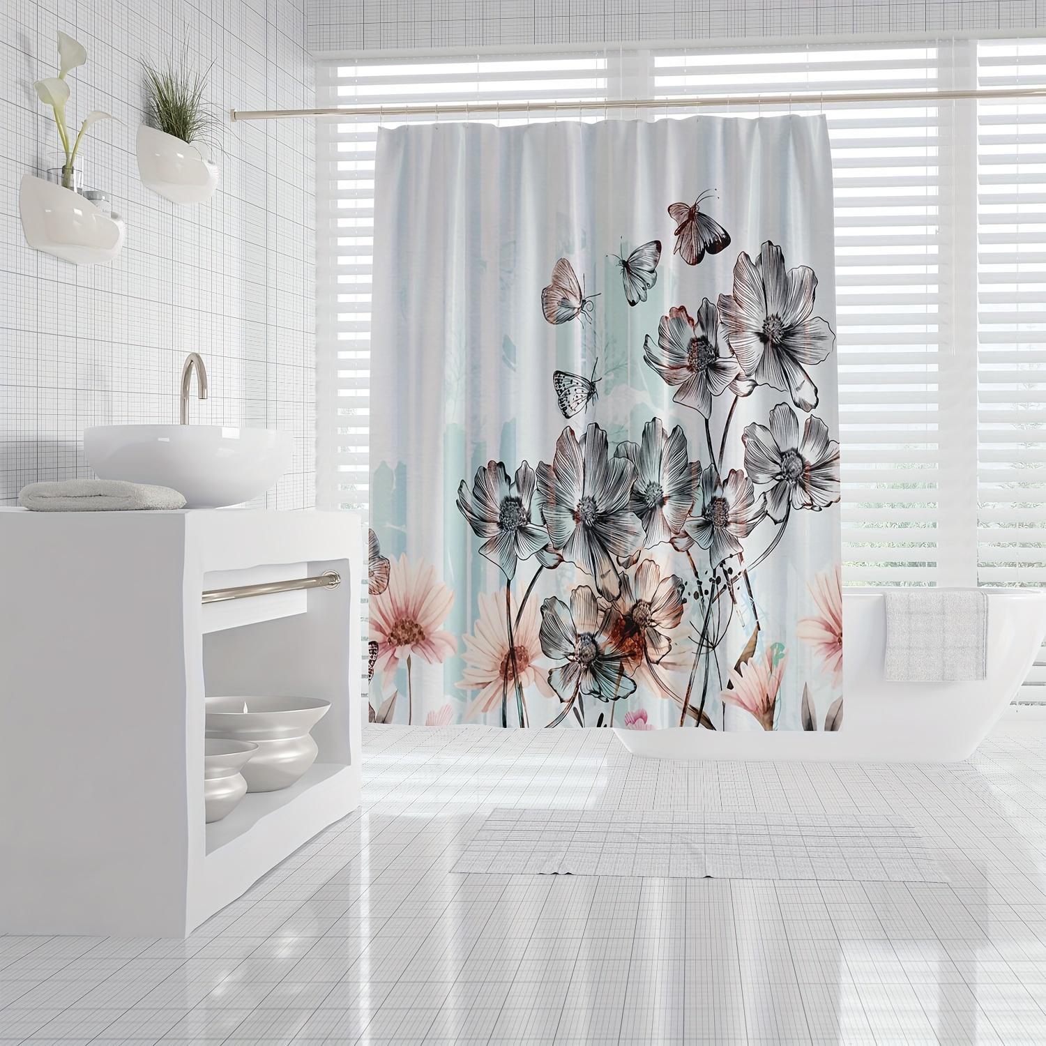 Butterfly Flower Pattern Shower Curtain, Waterproof Shower Curtain With Hooks, Bathroom Partition, Bathroom Accessories W60H190(CM)-1 Pcs
Butterfly Flower Pattern Shower Curtain, Waterproof Shower Curtain With Hooks, Bathroom Partition, Bathroom Accessories W60H190(CM)-1 Pcs